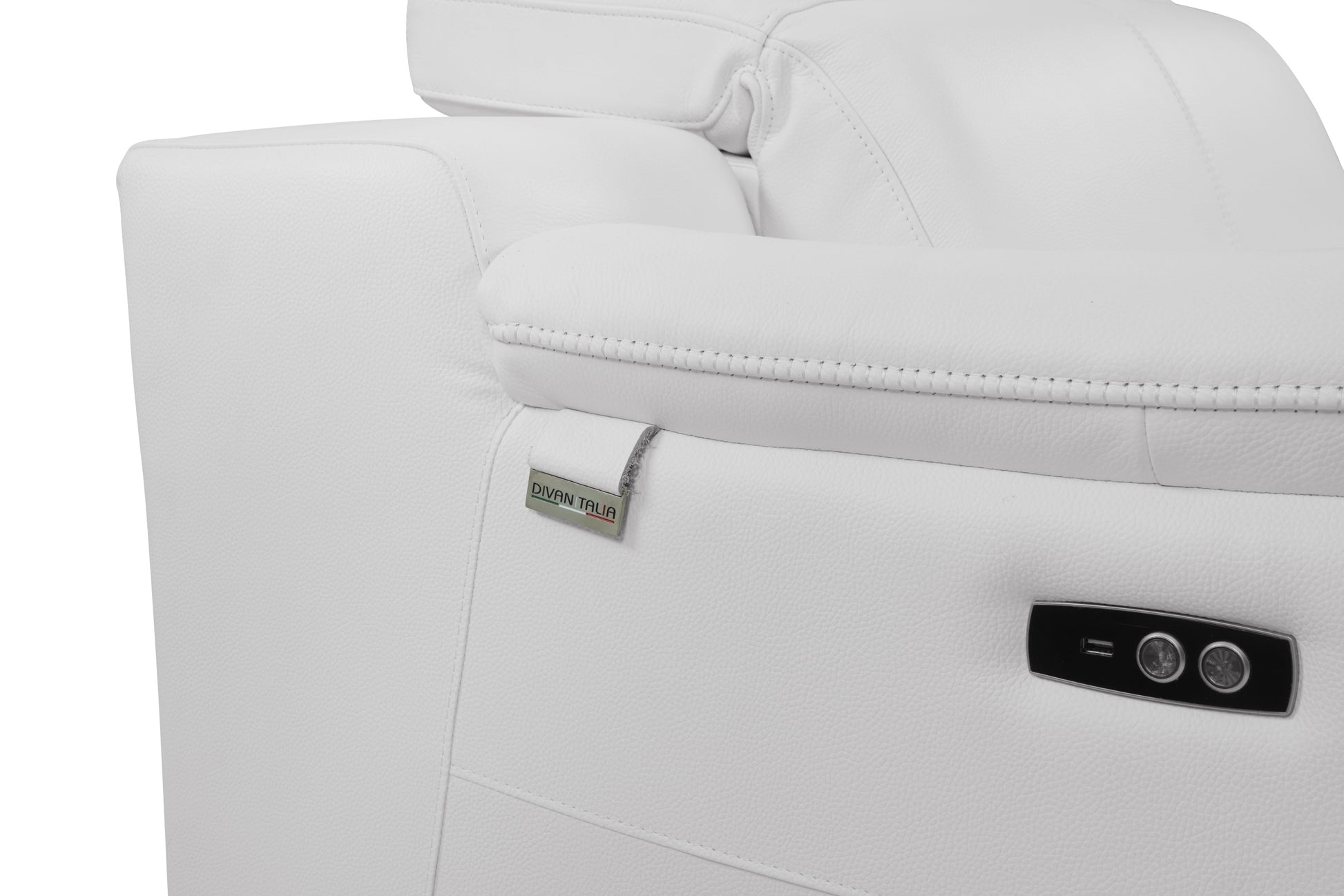 Genuine Italian Leather Power Reclining Sofa White Foam Leather