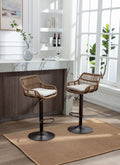 Coolmore Swivel Bar Stools Set Of 2 Adjustable Counter Height Chairs With Footrest For Kitchen, Dining Room 2Pc Set Beige Polyester