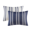 Striped Reversible Comforter Set King Navy Polyester