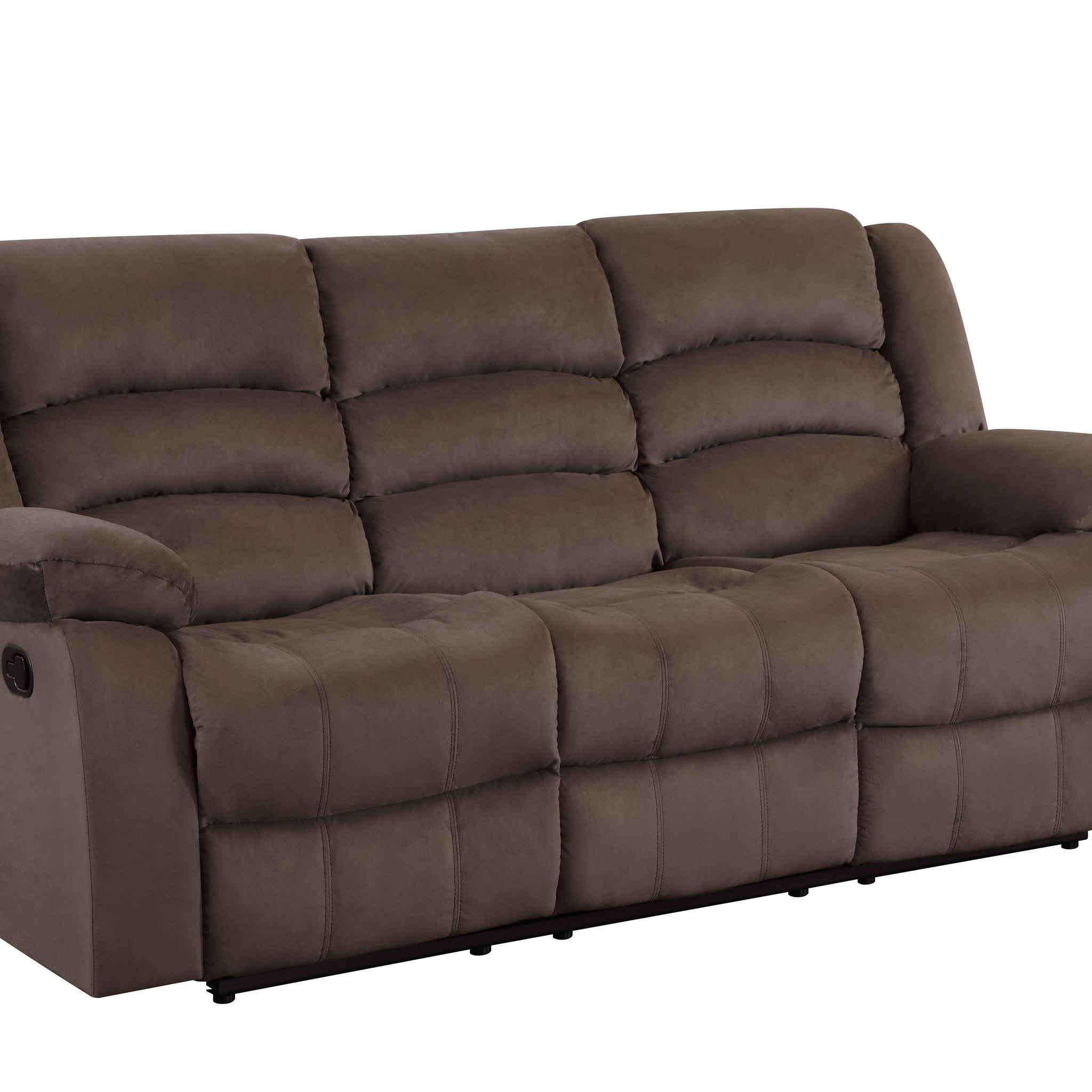 Transitional Microfiber Fabric Upholstered Sofa Brown Foam Fabric