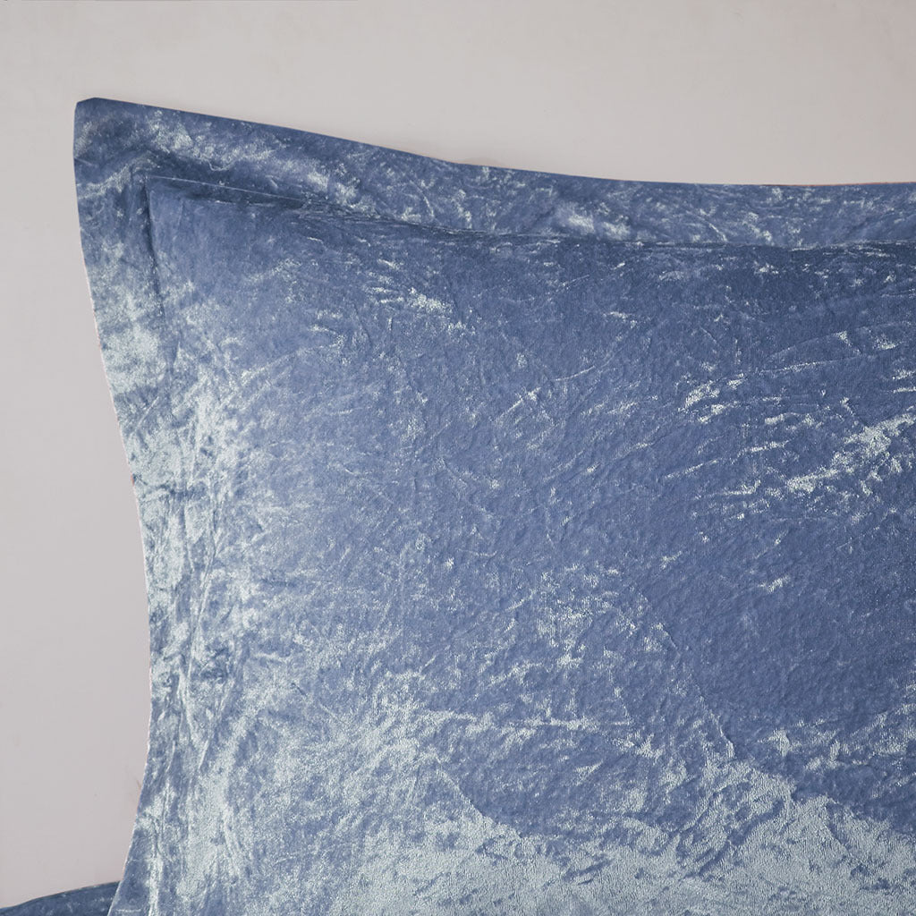 Velvet Duvet Cover Set Full Blue Polyester