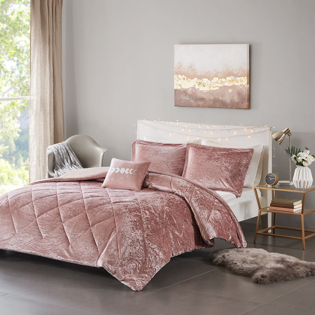 Velvet Duvet Cover Set Full Blush Polyester