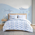 Cotton Cabana Stripe Reversible Comforter Set With Shark Reverse Full Navy Cotton