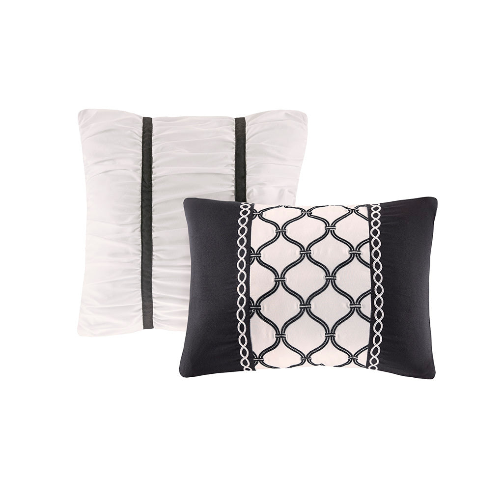 Floral Print Duvet Cover Set King White Black Microfiber