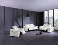 Genuine Italian Leather Power Reclining Sofa White Foam Leather