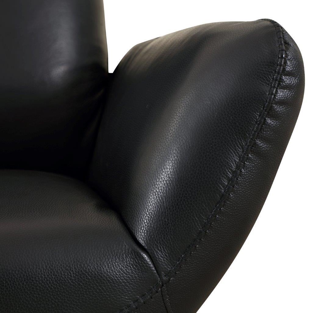 22" Modern Genuine Italian Leather Lounge Chair Black Foam Leather