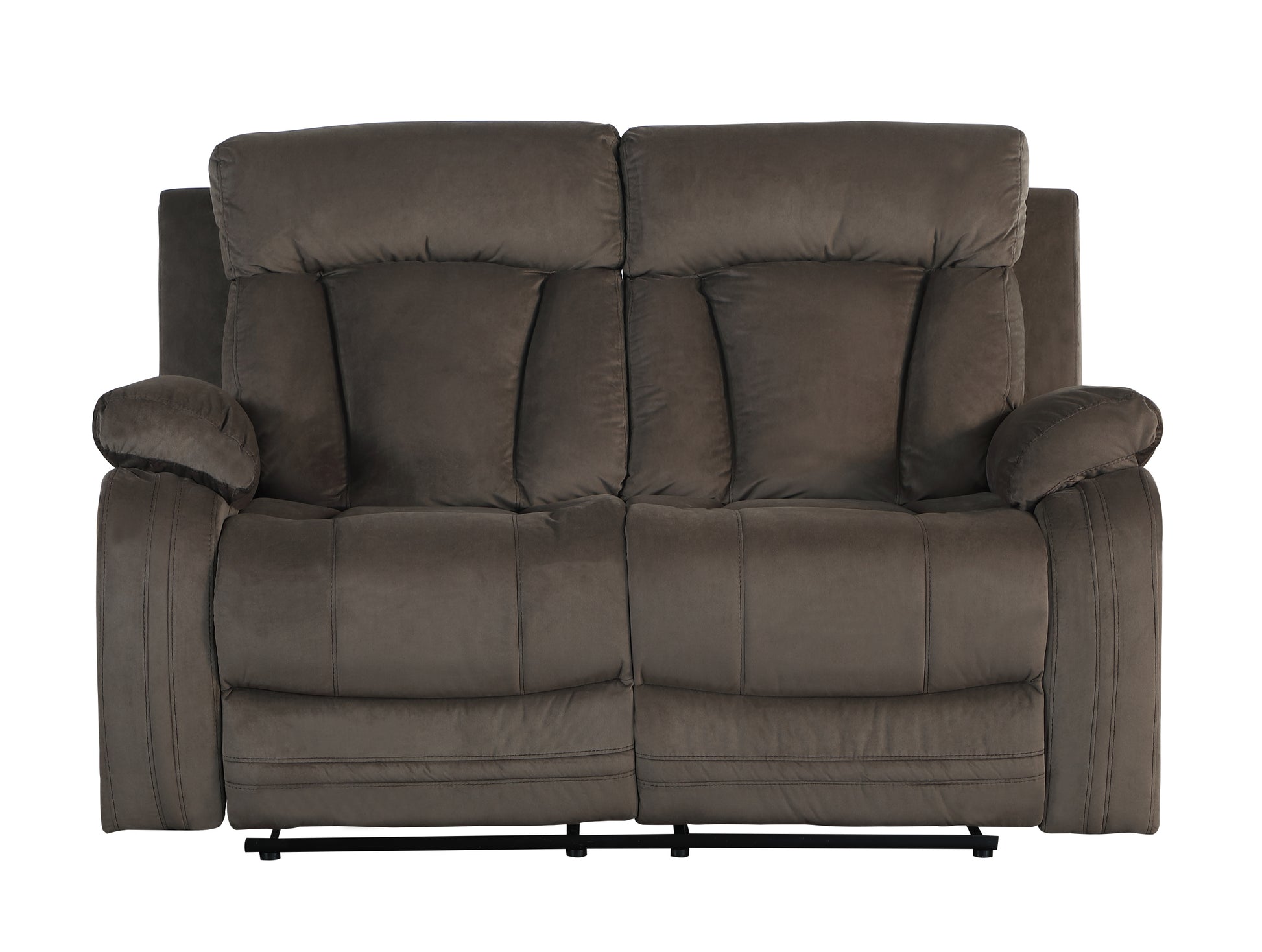 Reclining Transitional Microfiber Fabric Loveseat Brown Foam Fabric