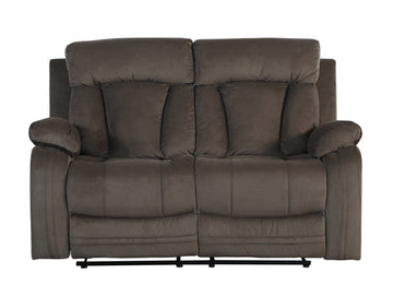 Reclining Transitional Microfiber Fabric Loveseat Brown Foam Fabric