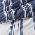 Striped Reversible Comforter Set King Navy Polyester