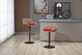 Coolmore Swivel Bar Stools Set Of 2 Adjustable Counter Height Chairs With Footrest For Kitchen, Dining Room 2Pc Set Red Polyester