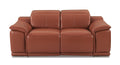 Genuine Italian Leather Power Reclining Loveseat Camel Foam Leather