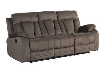 Reclining Transitional Microfiber Fabric Sofa Brown Foam Fabric