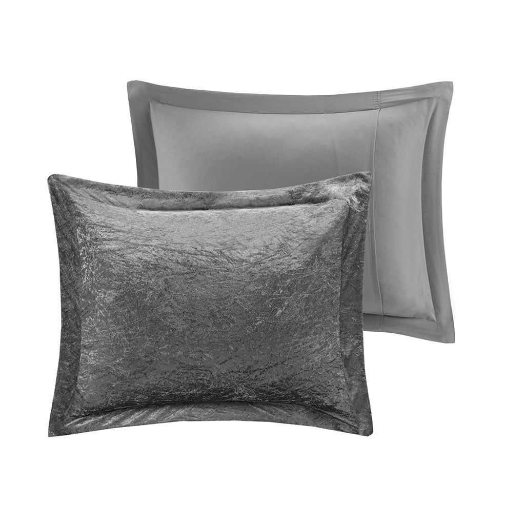 Velvet Duvet Cover Set King Grey Polyester