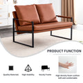 Modern Two Seater Sofa Chair With 2 Pillows Pu Leather, High Density Foam, Black Coated Metal Frame.Brown Sf D008 Brown Foam Pu 2 Seat