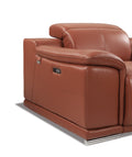 Genuine Italian Leather Power Reclining Loveseat Camel Foam Leather