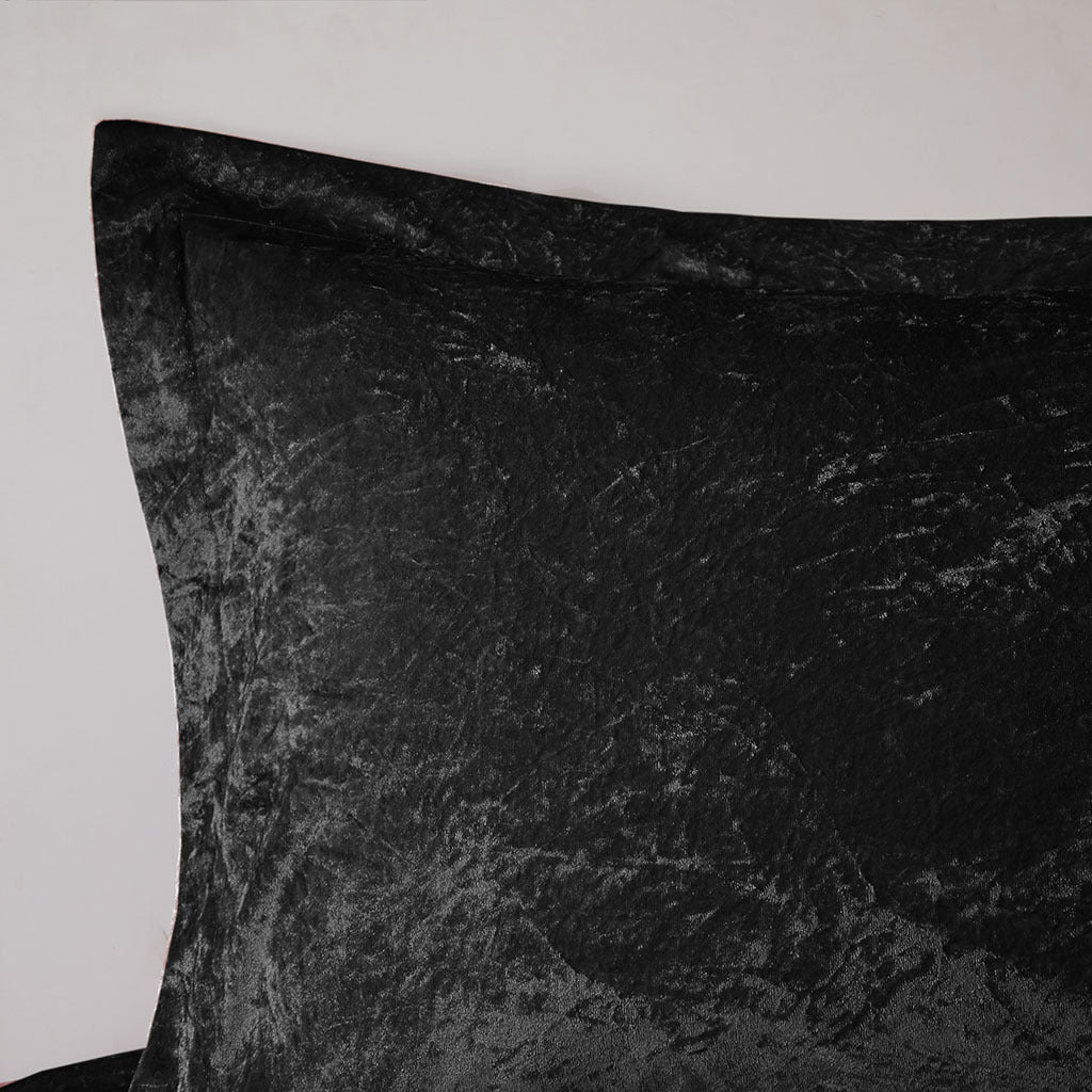 Velvet Duvet Cover Set Full Black Polyester