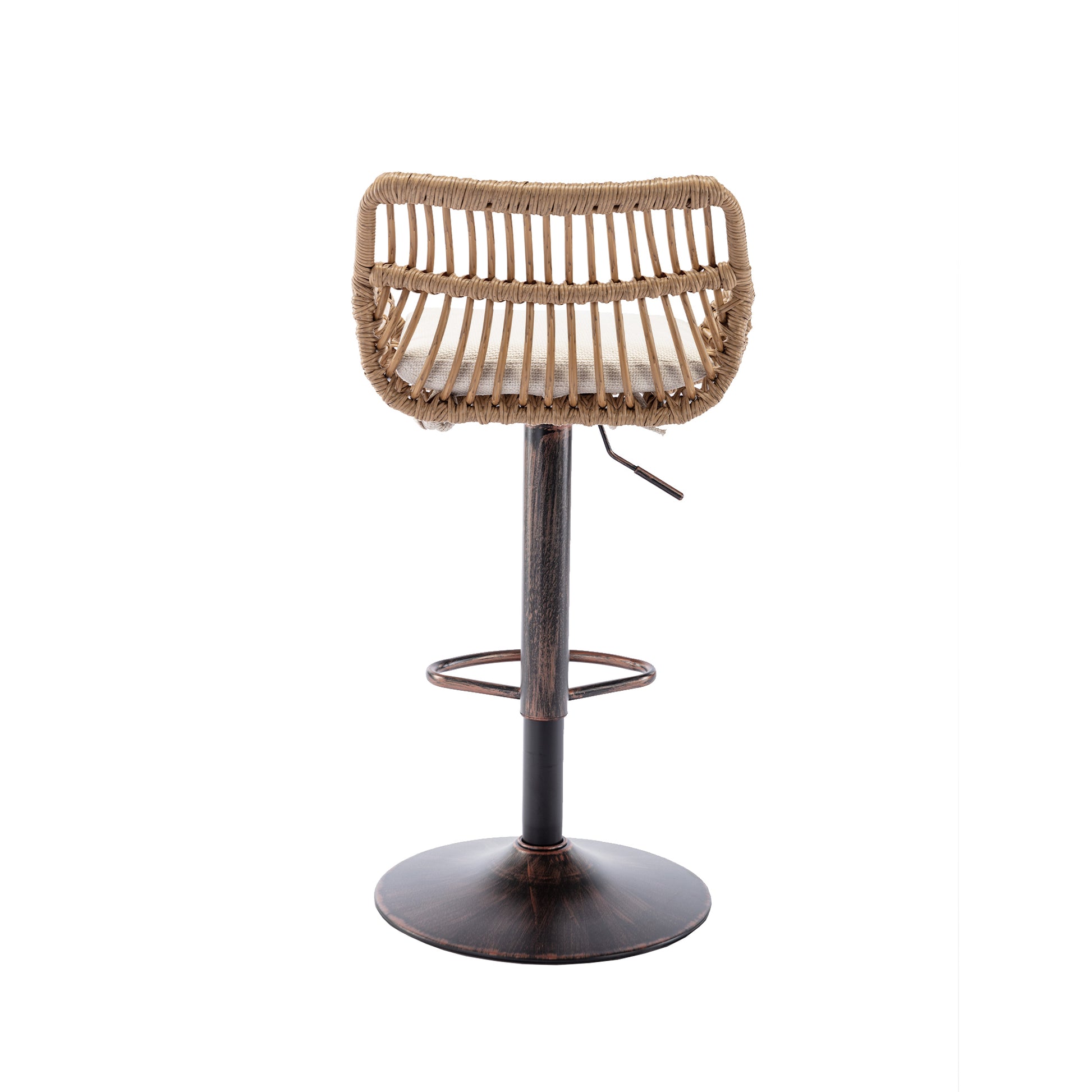 Coolmore Swivel Bar Stools Set Of 2 Adjustable Counter Height Chairs With Footrest For Kitchen, Dining Room 2Pc Set Beige Polyester