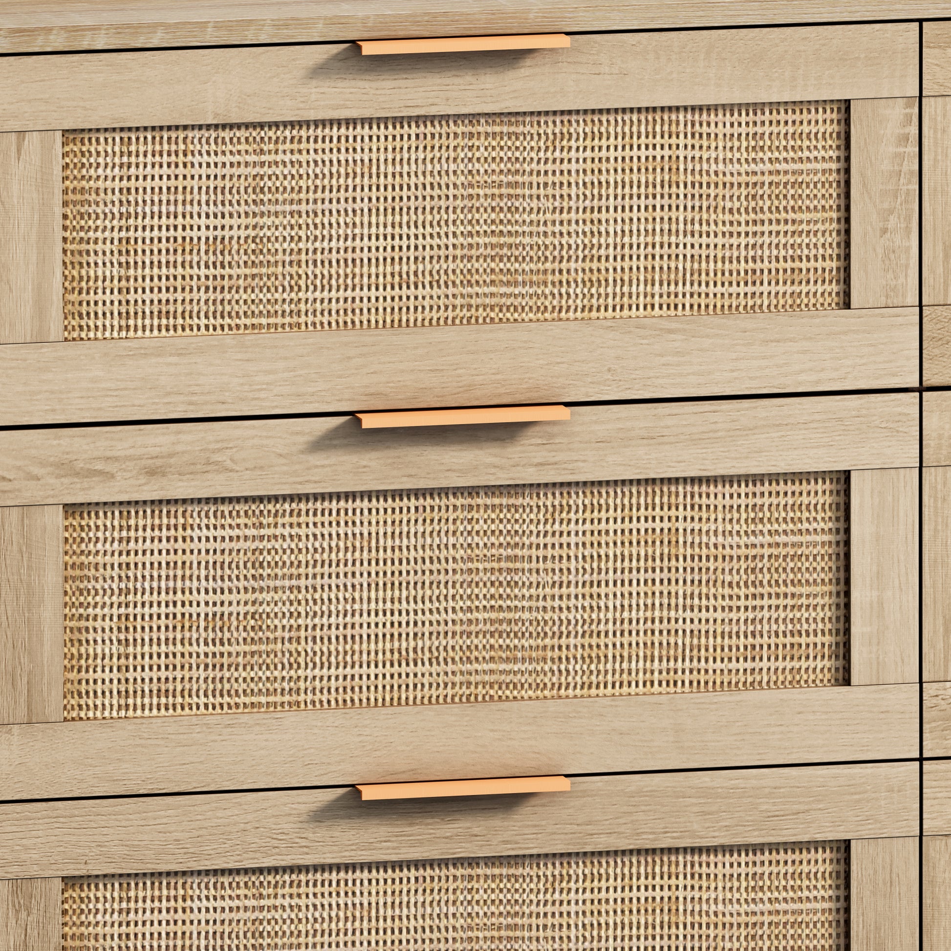 43.31"6 Drawers Rattan Storage Cabinet Rattan Drawer,For Bedroom,Living Room,Natural Natural Particle Board