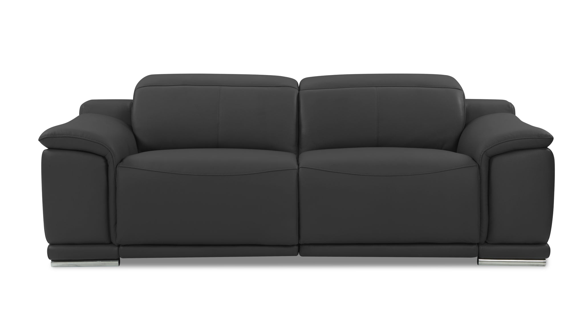 Genuine Italian Leather Power Reclining Sofa Dark Gray Foam Leather