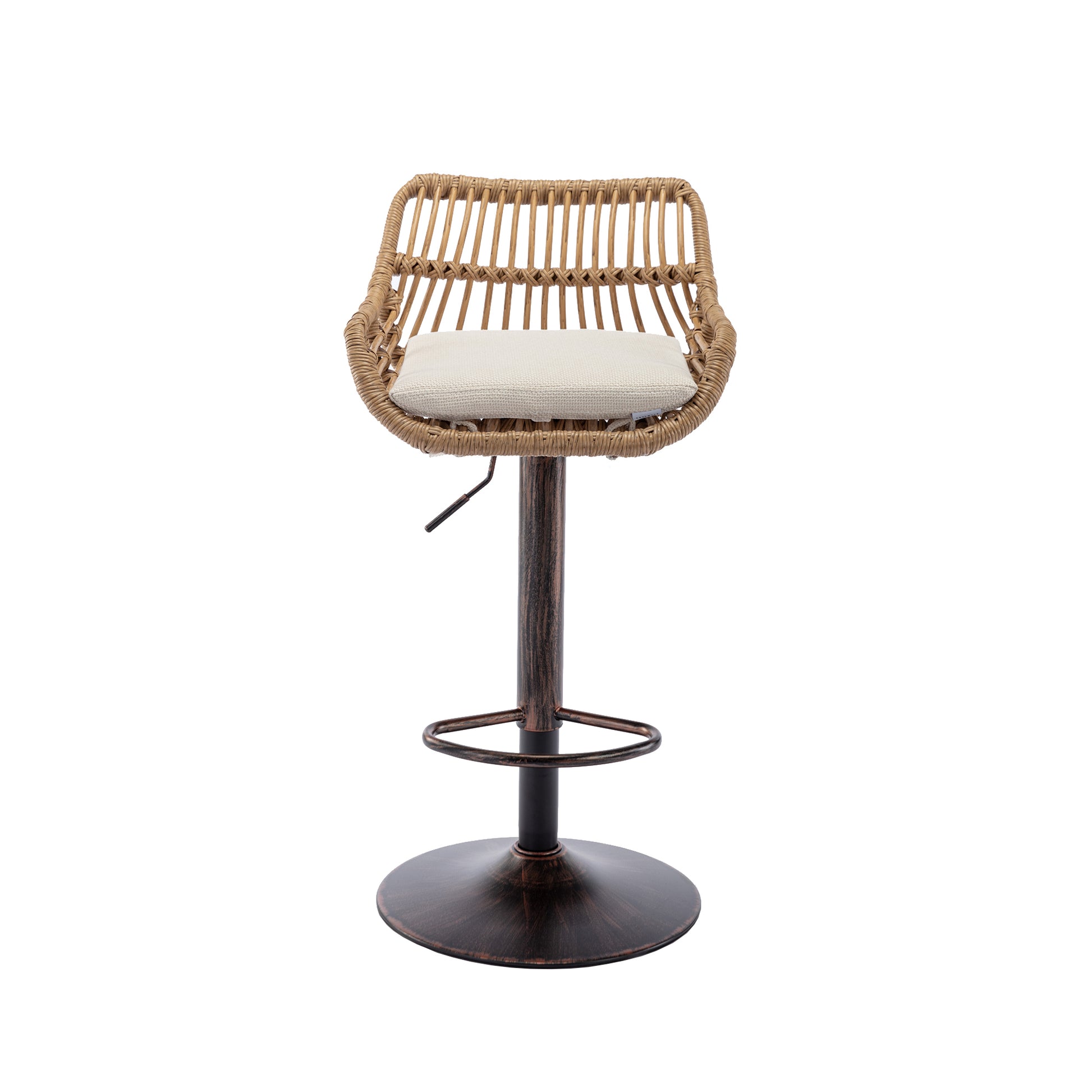 Coolmore Swivel Bar Stools Set Of 2 Adjustable Counter Height Chairs With Footrest For Kitchen, Dining Room 2Pc Set Beige Polyester