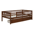 Twin Size Daybed Wood Bed With Two Drawers, Walnut Twin Walnut Solid Wood