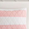 Cotton Cabana Stripe Reversible Quilt Set With Rainbow Reverse Twin Pink Cotton