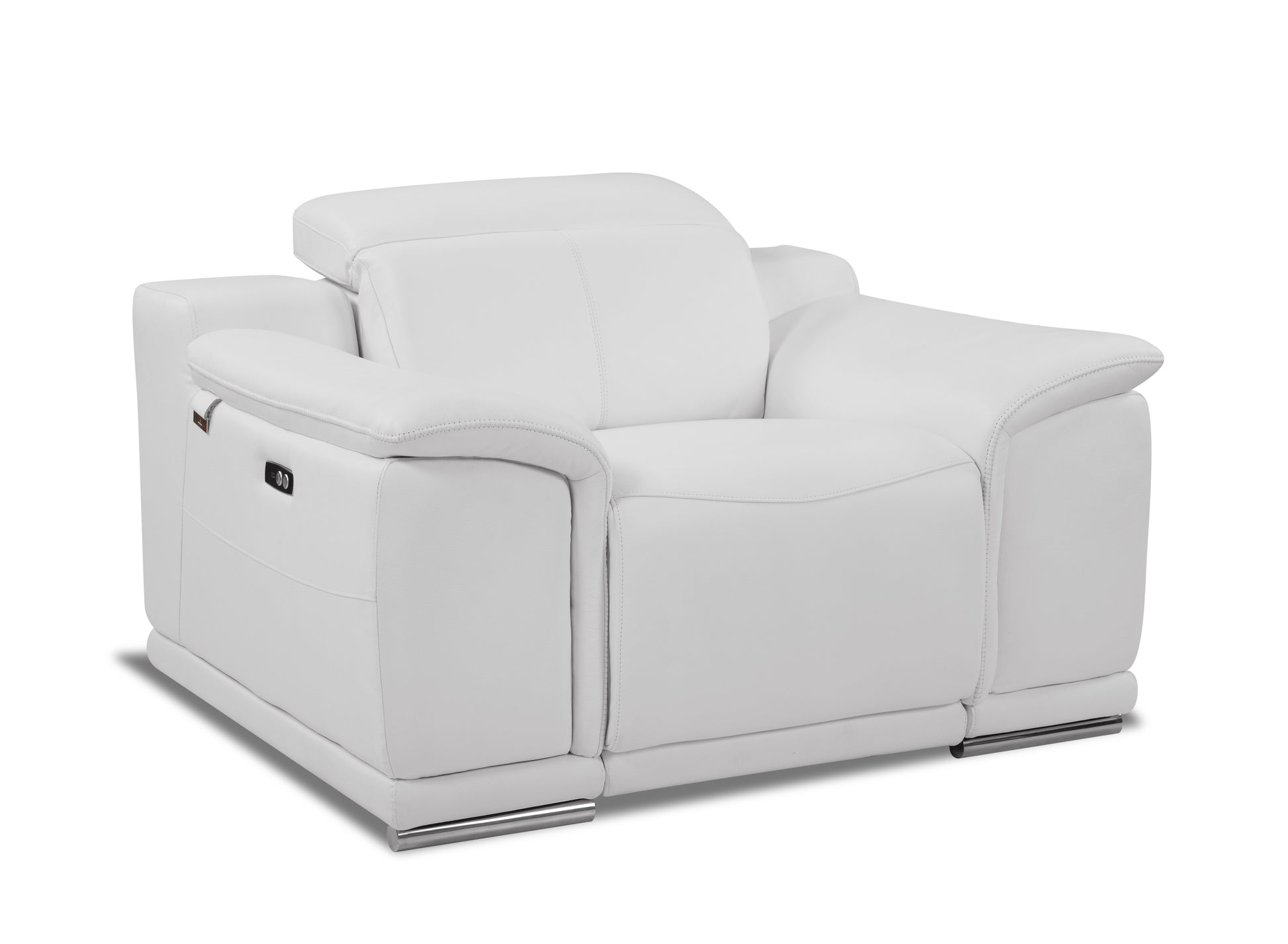 Genuine Italian Leather Power Reclining Chair White Foam Leather