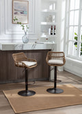 Coolmore Swivel Bar Stools Set Of 2 Adjustable Counter Height Chairs With Footrest For Kitchen, Dining Room 2Pc Set Beige Polyester