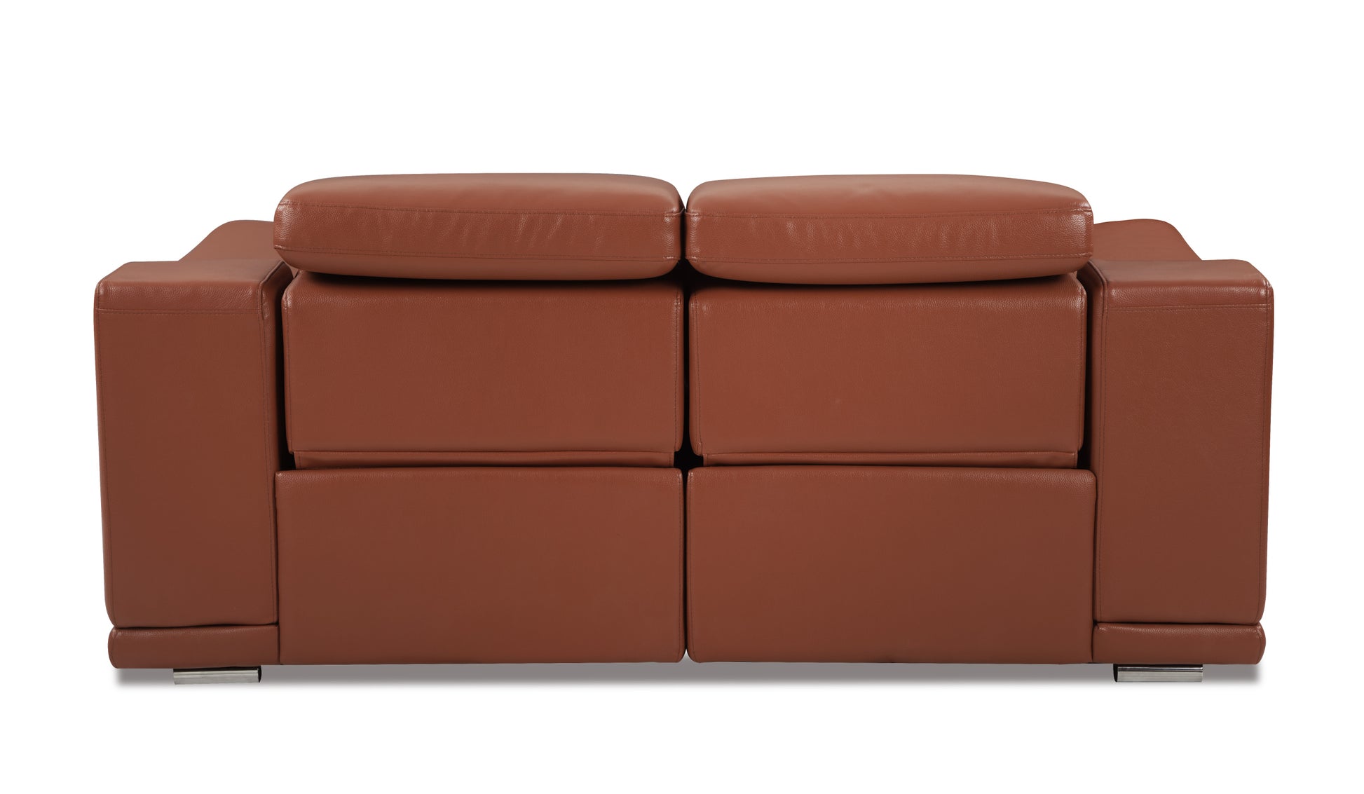 Genuine Italian Leather Power Reclining Loveseat Camel Foam Leather