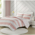 Cotton Cabana Stripe Reversible Comforter Set With Rainbow Reverse Twin Pink Cotton