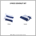 Cotton Cabana Stripe Reversible Quilt Set With Shark Reverse Full Navy Cotton