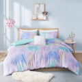 Watercolor Tie Dye Printed Duvet Cover Set With Throw Pillow Twin Aqua Polyester