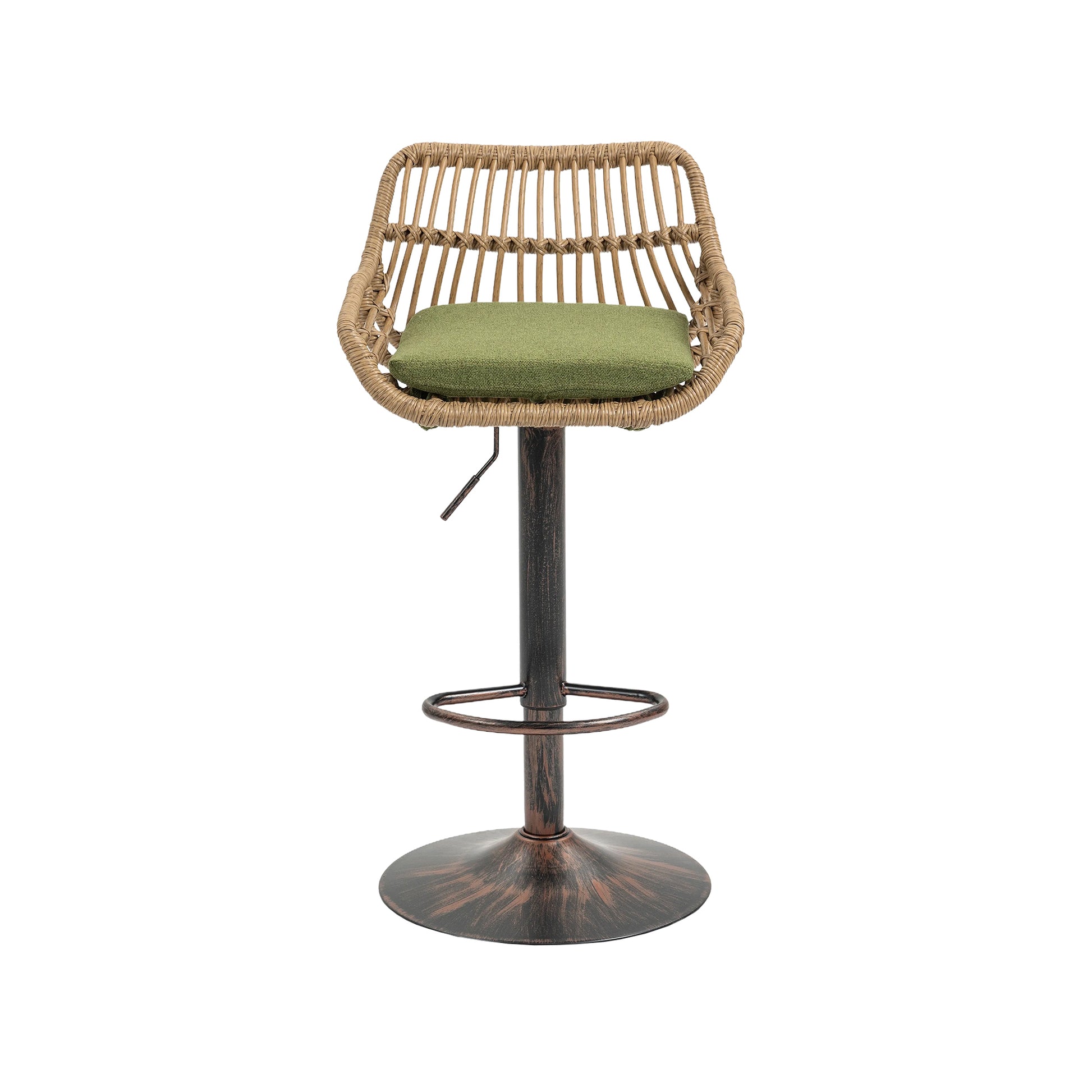 Coolmore Swivel Bar Stools Set Of 2 Adjustable Counter Height Chairs With Footrest For Kitchen, Dining Room 2Pc Set Green Polyester