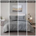 Velvet Quilt Set Full Grey Polyester