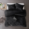 Velvet Duvet Cover Set Full Black Polyester