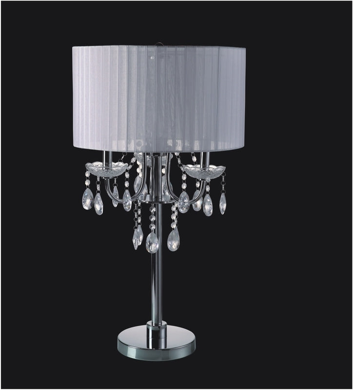 29.5"H White Chrome Crystal Inspired Table Lamp 1Pc Ctn 1.58 9.10 White Metal