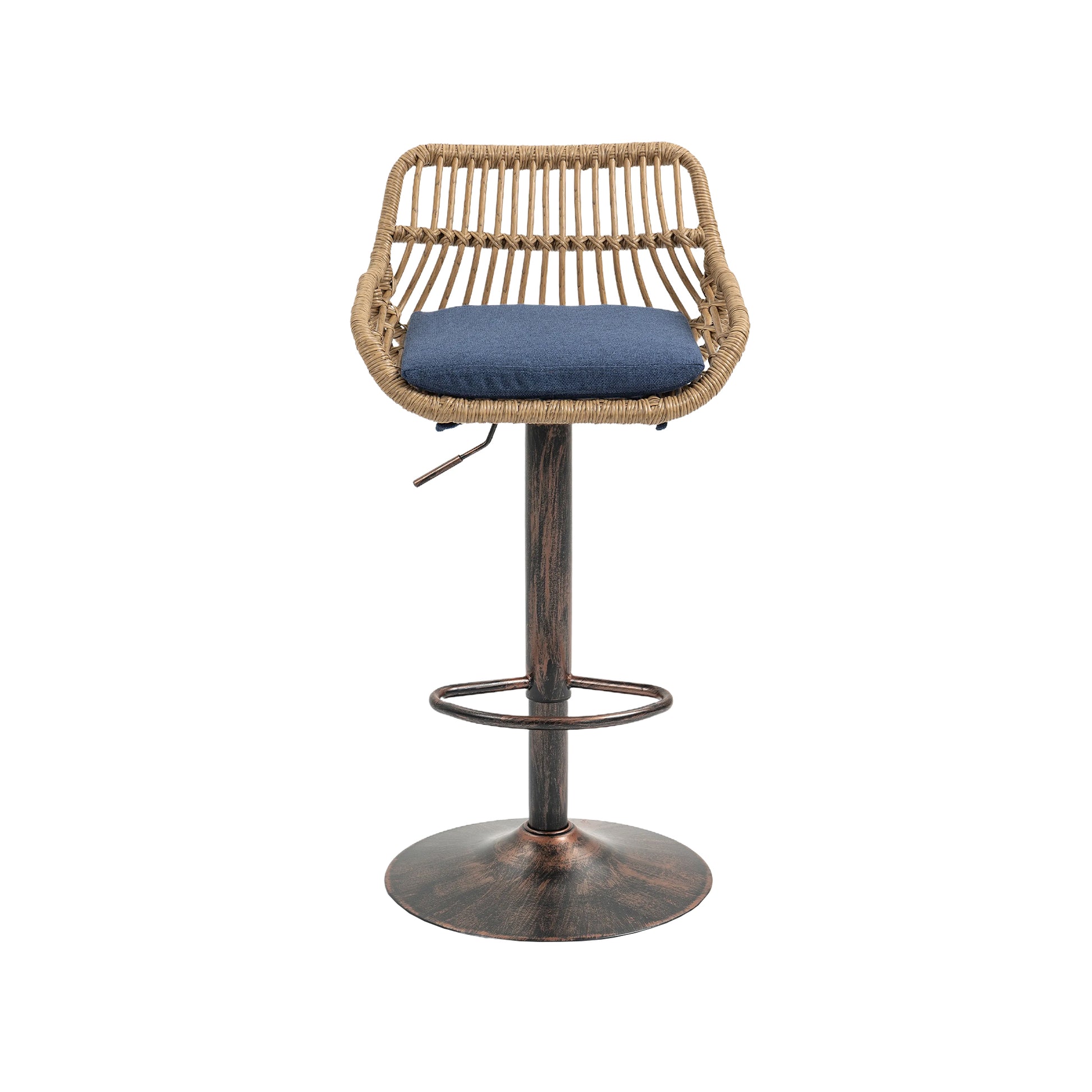 Coolmore Modern Swivel Bar Stools Set Of 2 Adjustable Counter Height Chairs With Footrest For Kitchen, Dining Room Blue Blue Primary Living Space Foam Linen