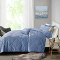 Velvet Comforter Set Full Blue Polyester