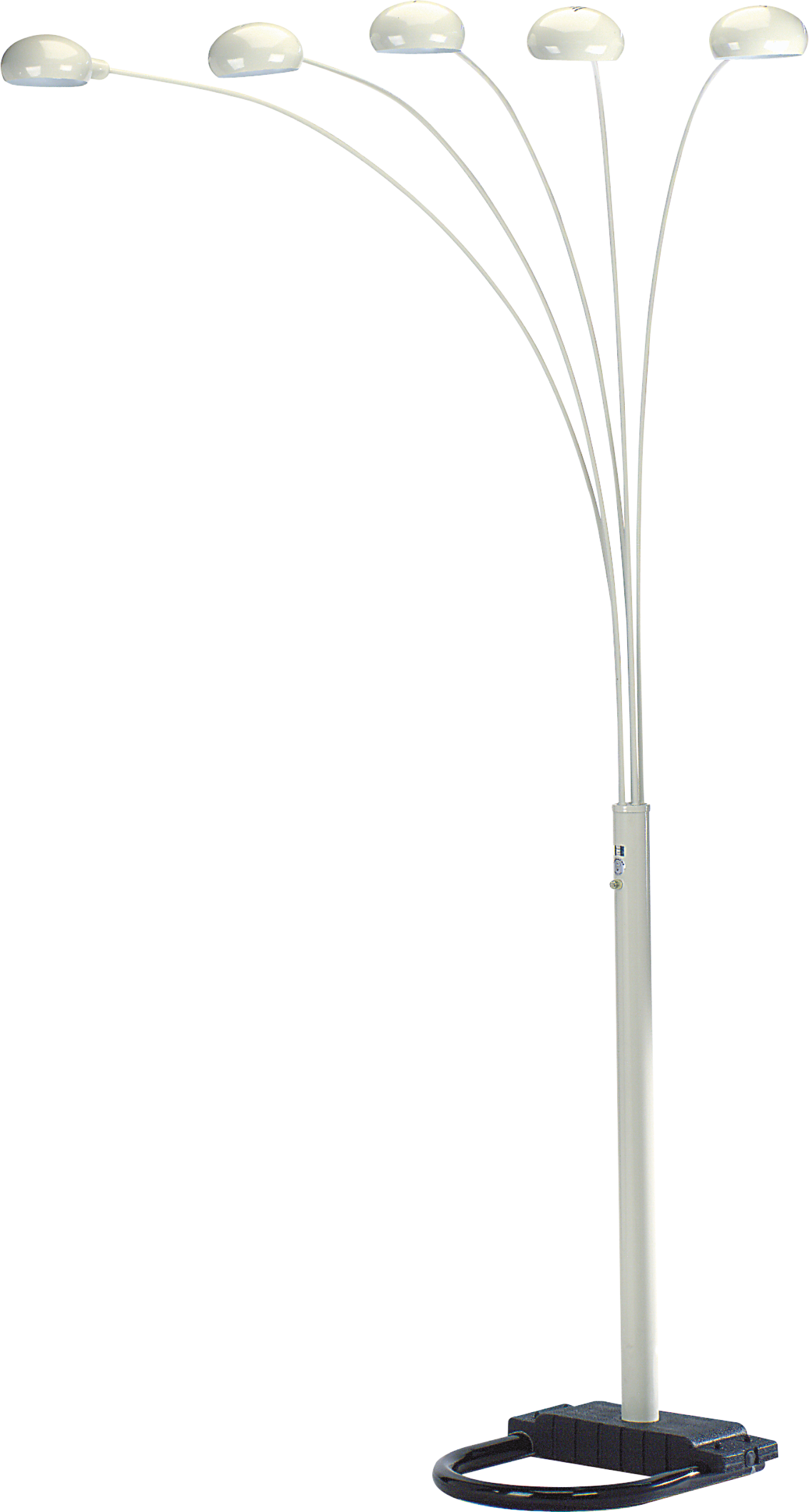 84"H White 5 Head Cap Style Floor Lamp 1Pc Ctn 2.24 33.97 White Metal