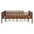 Full Size Wood Daybed With Trundle And Fence Guardrails, Walnut Full Walnut Solid Wood Mdf