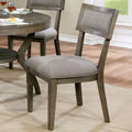 Rustic Grey Solid Wood 2Pc Dining Chairs Fabric Upholstered Seat Back Curved Dining Room Furniture Gray Dining Room Modern,Rustic,Transitional Dining Chairs Rubberwood Solid Wood