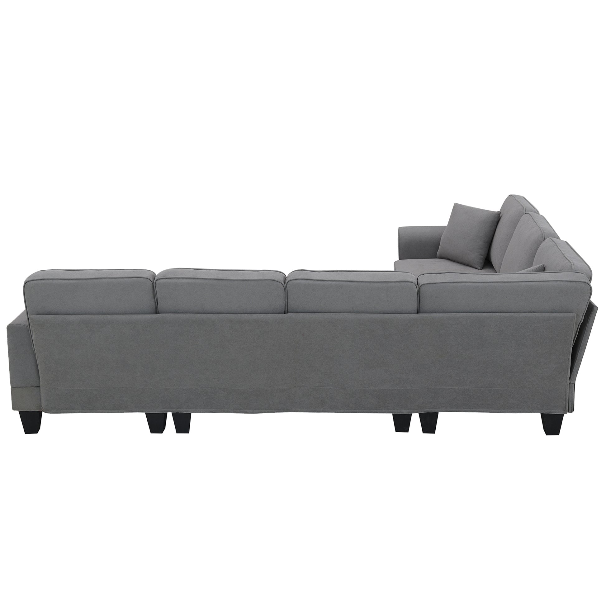 108*85.5" Modern U Shape Sectional Sofa, 7 Seat Fabric Sectional Sofa Set With 3 Pillows Included For Living Room, Apartment, Office,3 Colors Dark Grey Fabric