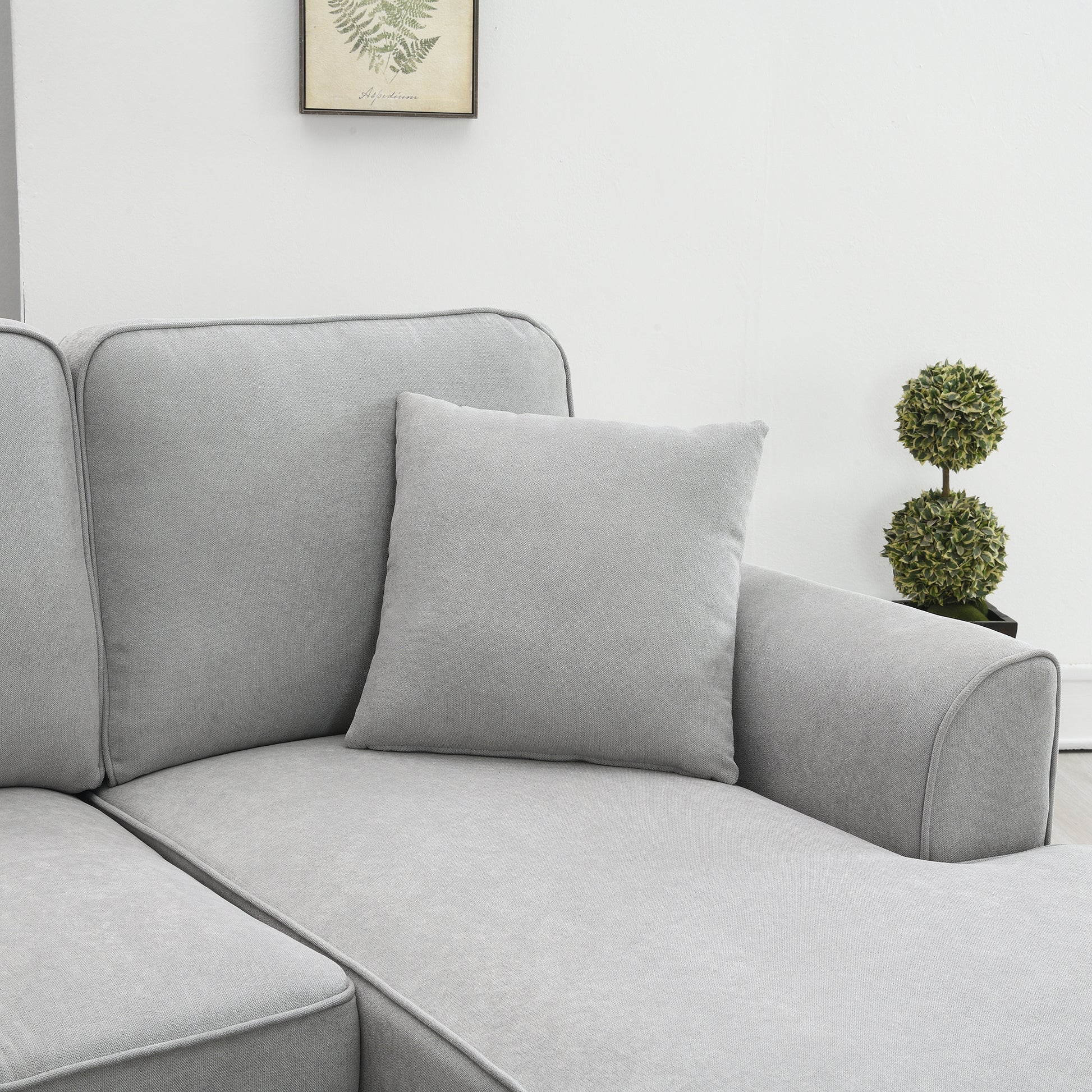 108*85.5" Modern U Shape Sectional Sofa, 7 Seat Fabric Sectional Sofa Set With 3 Pillows Included For Living Room, Apartment, Office,3 Colors Light Grey Fabric