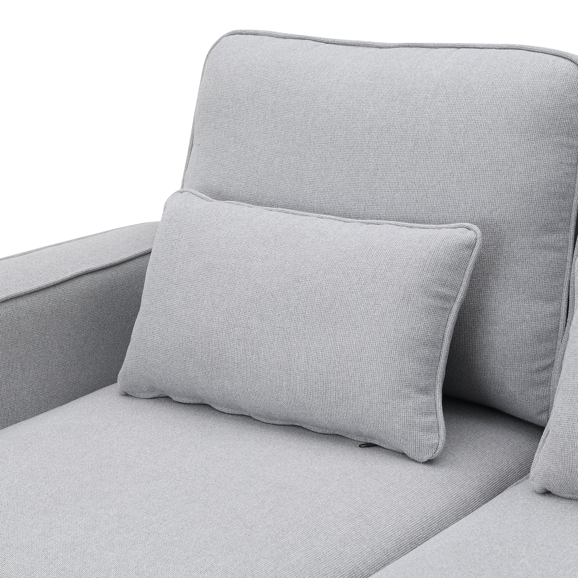 104" 4 Seater Modern Linen Fabric Sofa With Armrest Pockets And 4 Pillows,Minimalist Style Couch For Living Room, Apartment, Office,3 Colors Light Grey Fabric 4 Seat