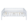 Full Size Wood Daybed With Trundle And Fence Guardrails, White Full White Solid Wood Mdf