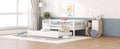 Twin Size Wood Daybed With Trundle And Fence Guardrails, White Twin White Solid Wood Mdf