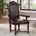 Majestic Traditional 2Pcs Arm Chairs Brown Cherry Solid Wood Faux Wood Carved Details Blackseats Formal Dining Room Furniture Brown Brown Dining Room Luxury,Traditional,Vintage Dining Chairs