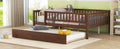 Full Size Wood Daybed With Trundle And Fence Guardrails, Walnut Full Walnut Solid Wood Mdf