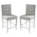 Set Of 2Pc Counter Height Dining Chairs Antique White Solid Wood Dining Room Furniture Tufted Back Padded Upholstered Seat. Antique White White Dining Room Classic,Contemporary,Modern Dining Chairs Rubberwood Tufted Back Solid Wood