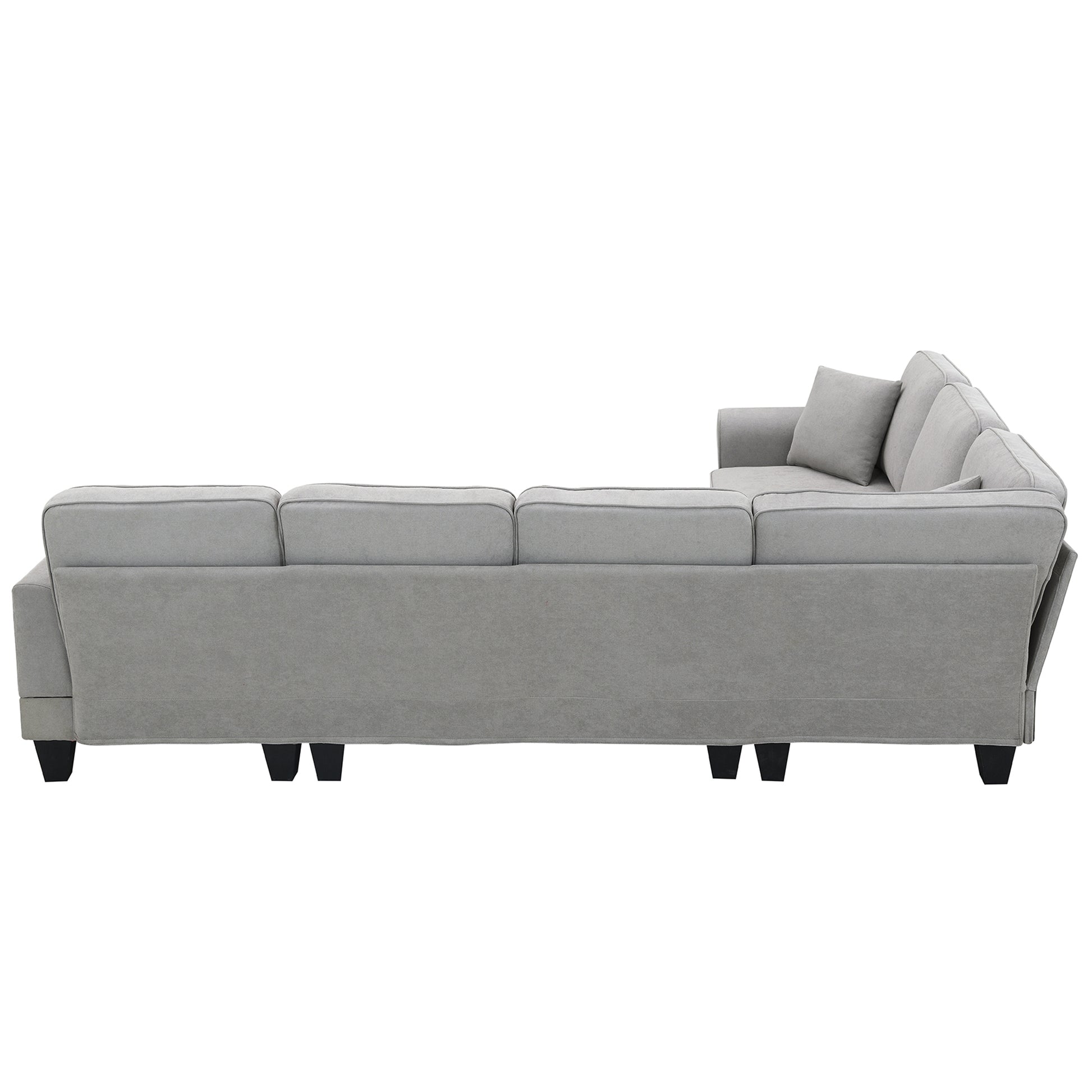 108*85.5" Modern U Shape Sectional Sofa, 7 Seat Fabric Sectional Sofa Set With 3 Pillows Included For Living Room, Apartment, Office,3 Colors Light Grey Fabric